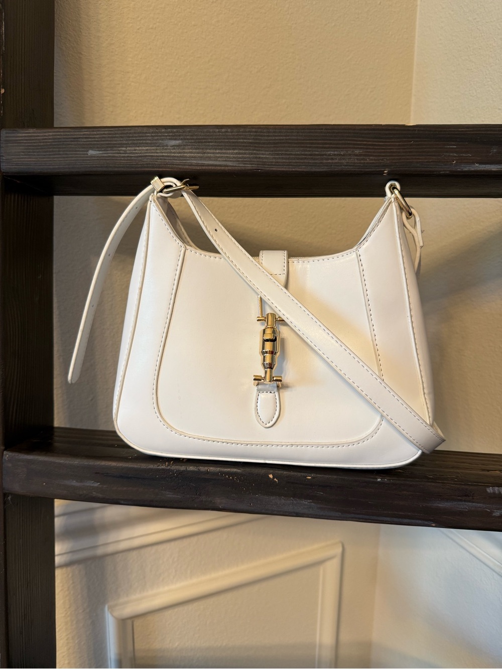 White Leather Crossbody Shoulder Bag - Elegant Everyday Style